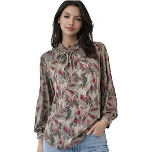 Vintage White Stag 80s DeadstockJacquard Bird Print Blouse Size 18